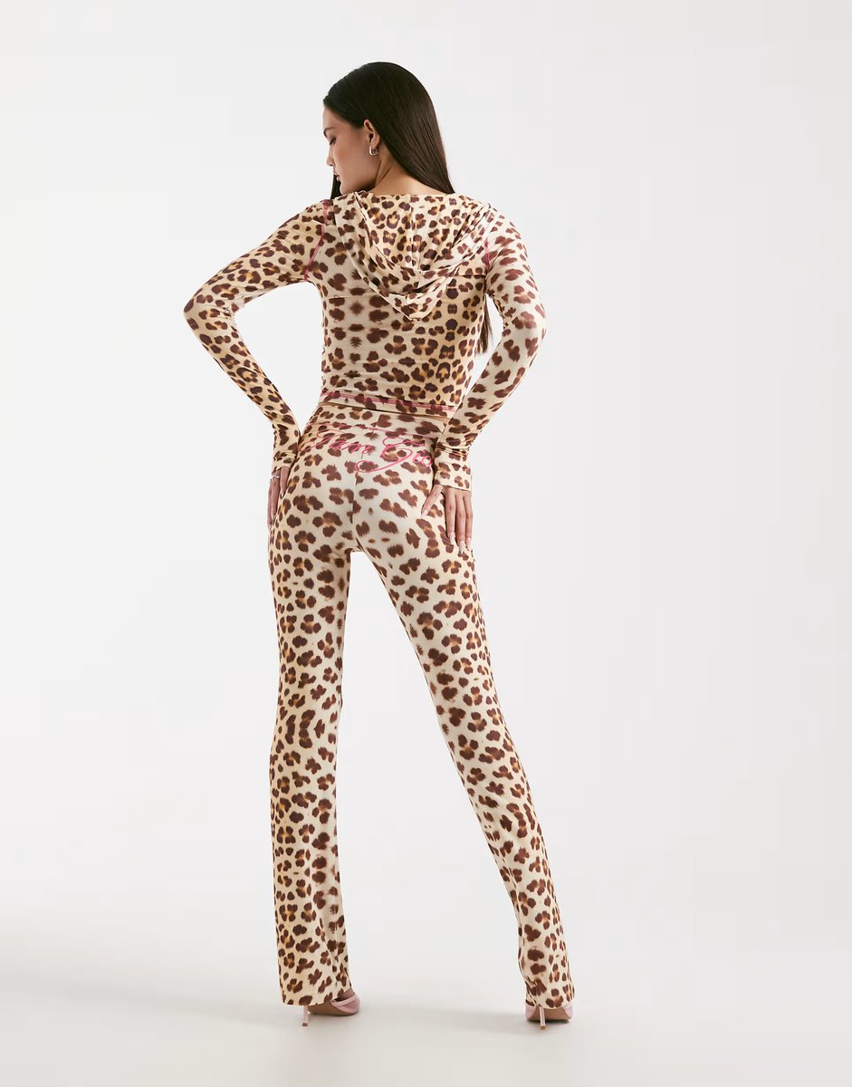 ASOS I.AM.GIA Blare logo back print contrast stitch track pant co-ord in leopard - 4