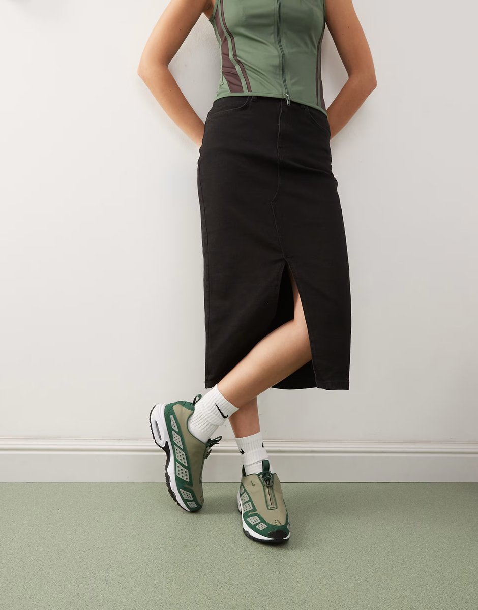 ASOS Noisy May denim midi skirt in black - 2