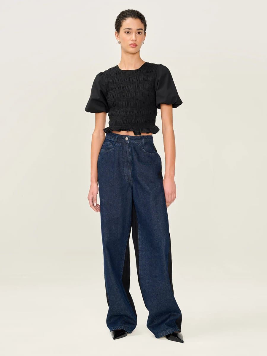 OMNES OMNES Wide Leg Jeans in Dark Indigo Wash