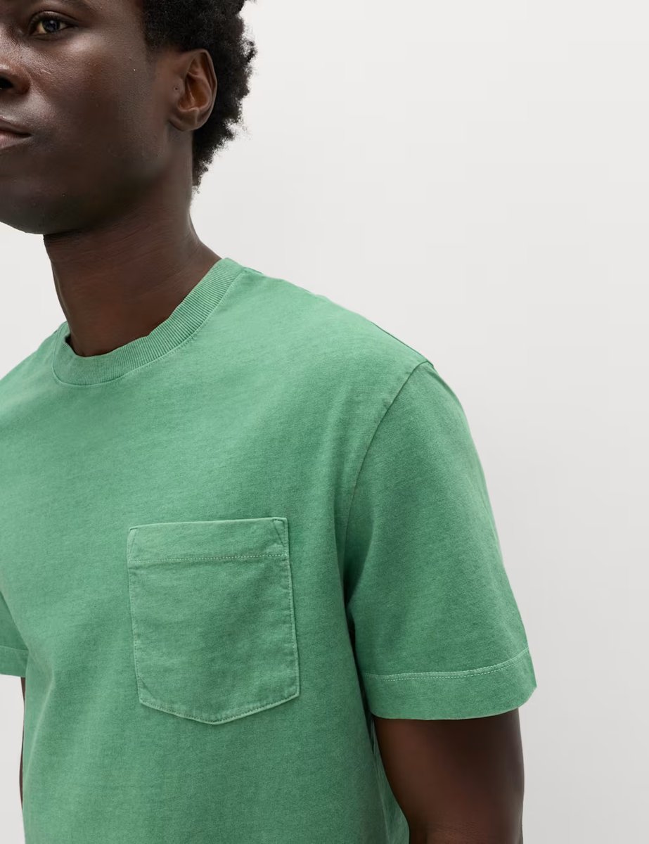 Marks & Spencer M&S Relaxed Pure Cotton Garment Dyed T-Shirt Emerald - 2