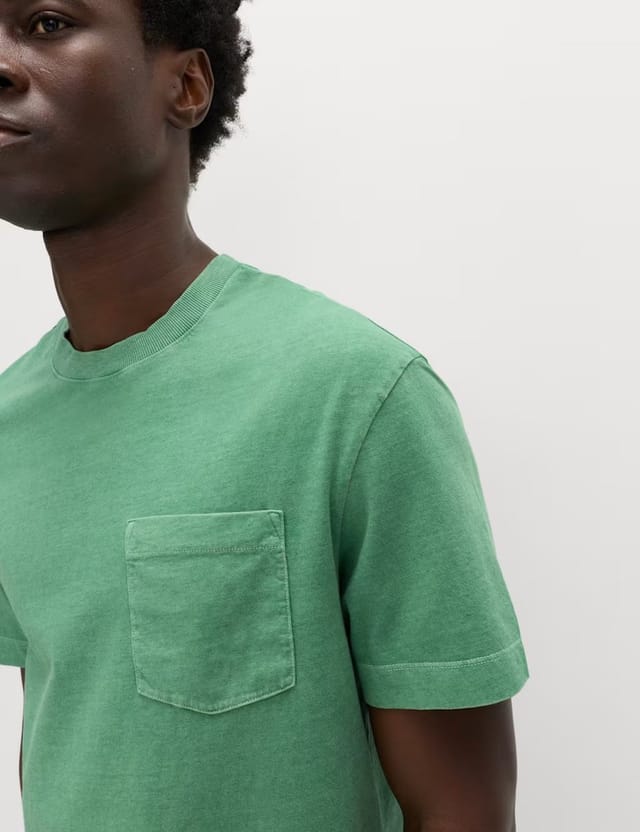 Marks & Spencer M&S Relaxed Pure Cotton Garment Dyed T-Shirt Emerald - 2