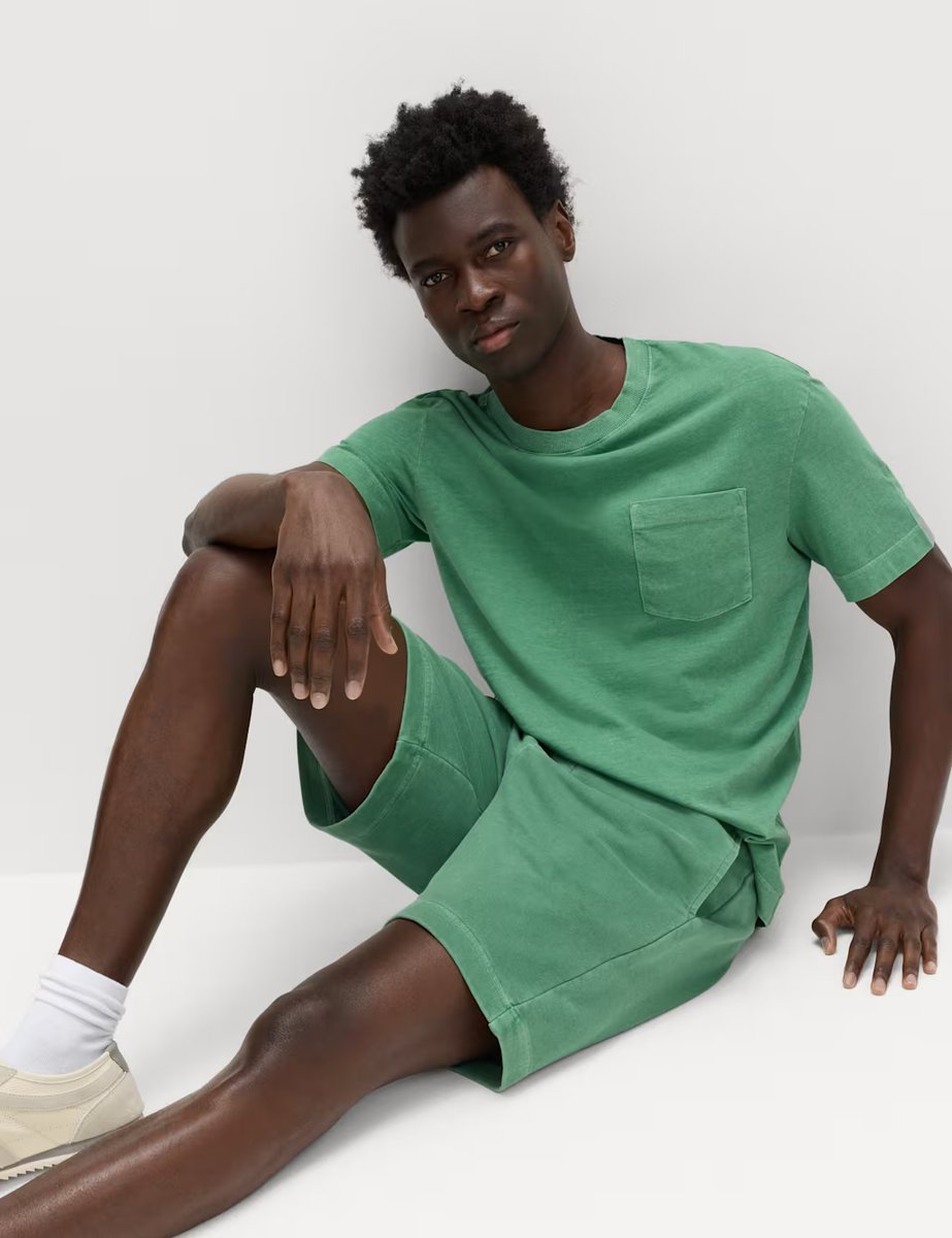 Marks & Spencer M&S Relaxed Pure Cotton Garment Dyed T-Shirt Emerald - 4