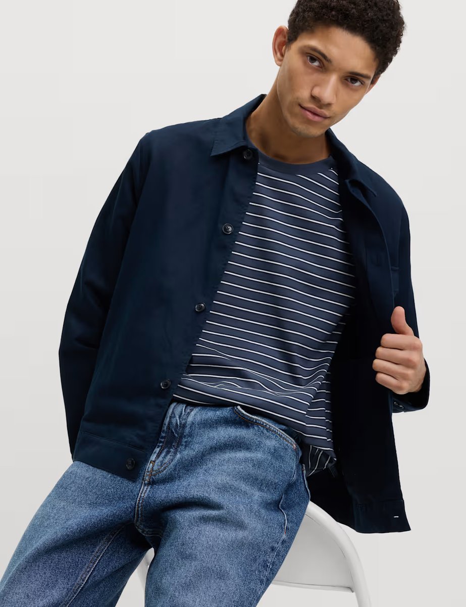 Marks & Spencer M&S Relaxed Fit Cotton Rich Stripe T-Shirt Navy - 4