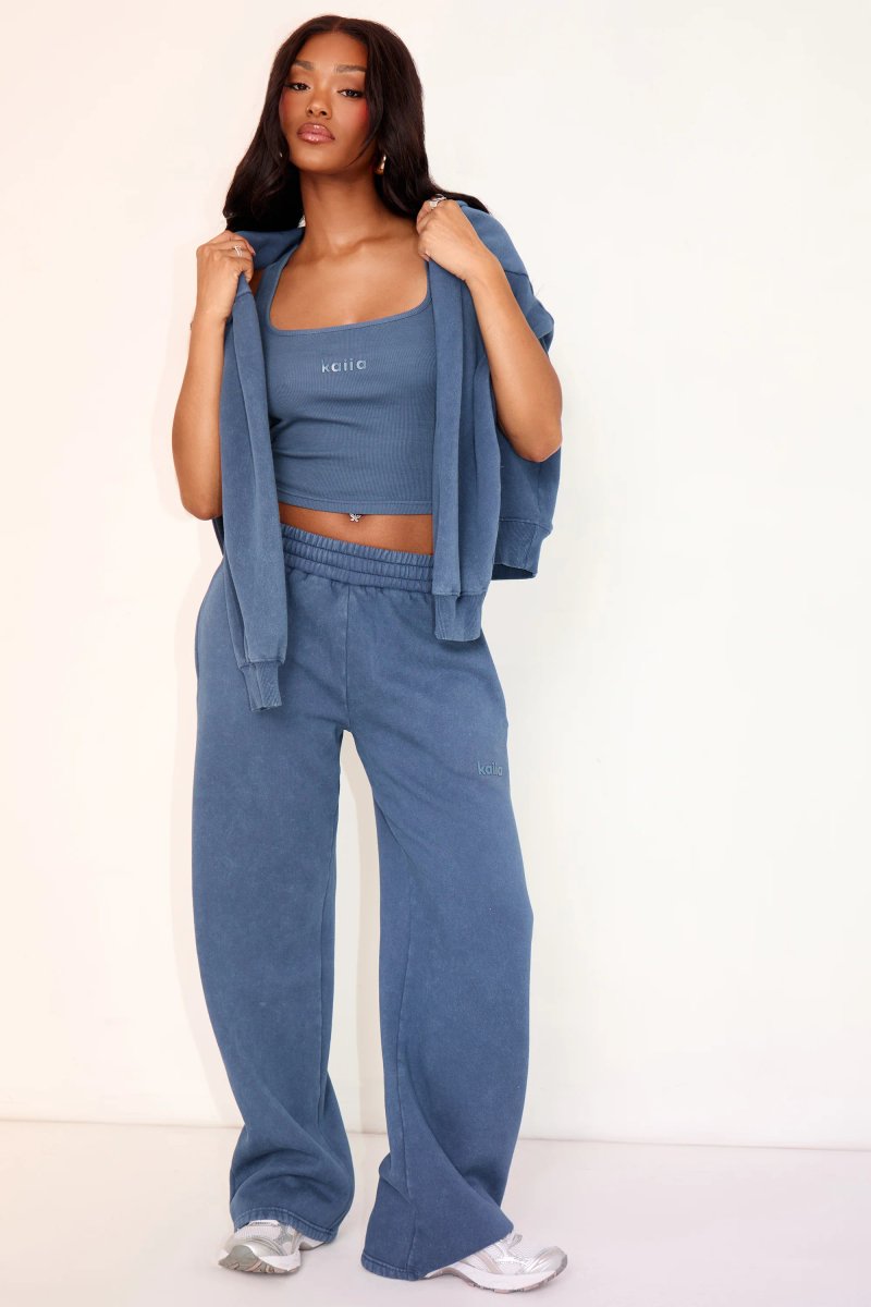 Kaiia Kaiia Ribbed Vest Top Washed Petrol - 3