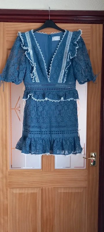 ASOS Design Stunning ladies lace mini dress with ruffle sleeve and contrast trims. - 2