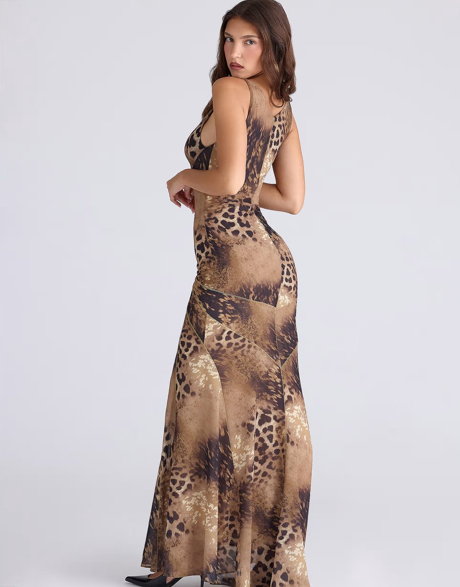 ASOS House of CB Sacha leopard print georgette panelled maxi dress - limited edition in leopard print - 2
