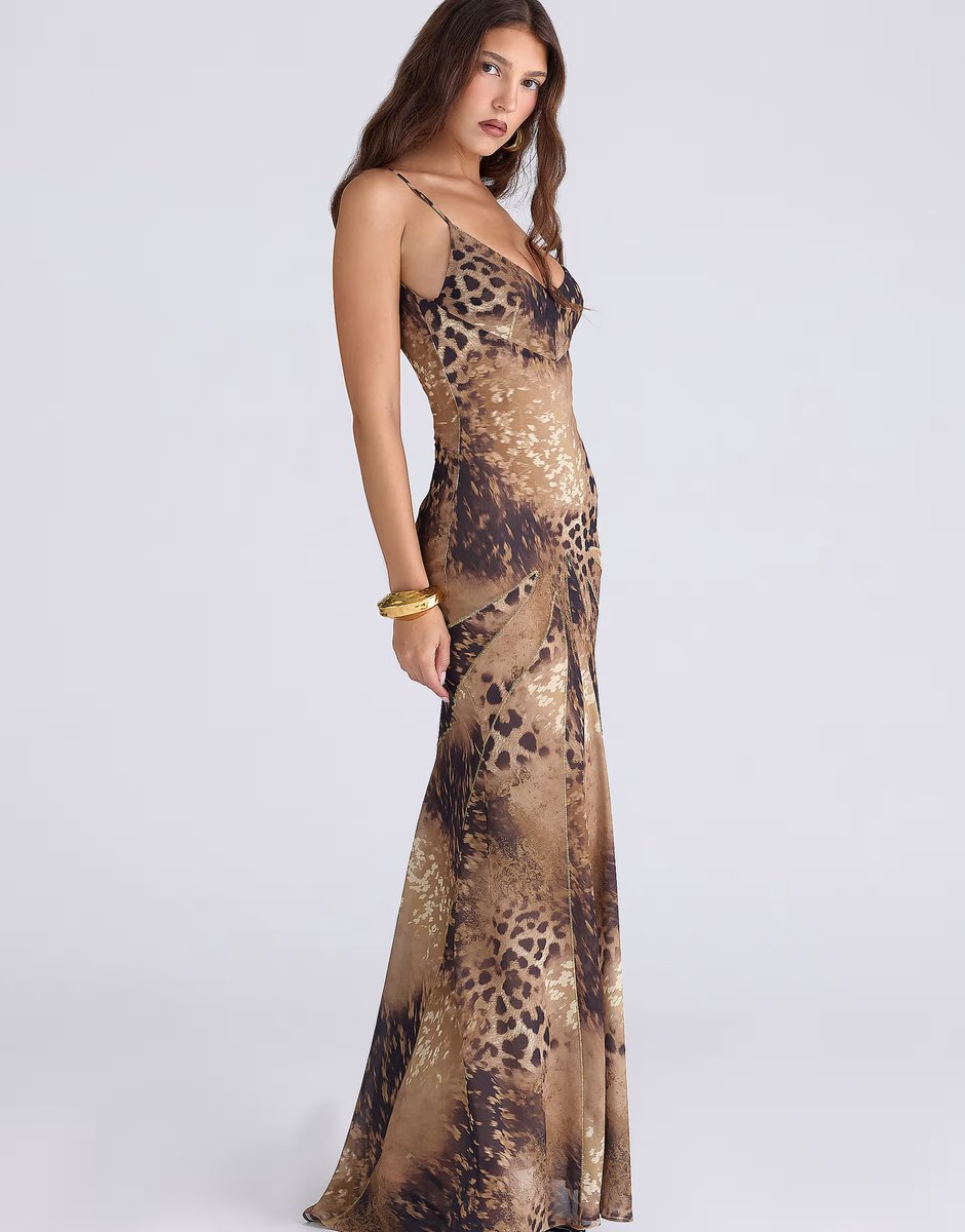 ASOS House of CB Sacha leopard print georgette panelled maxi dress - limited edition in leopard print - 4