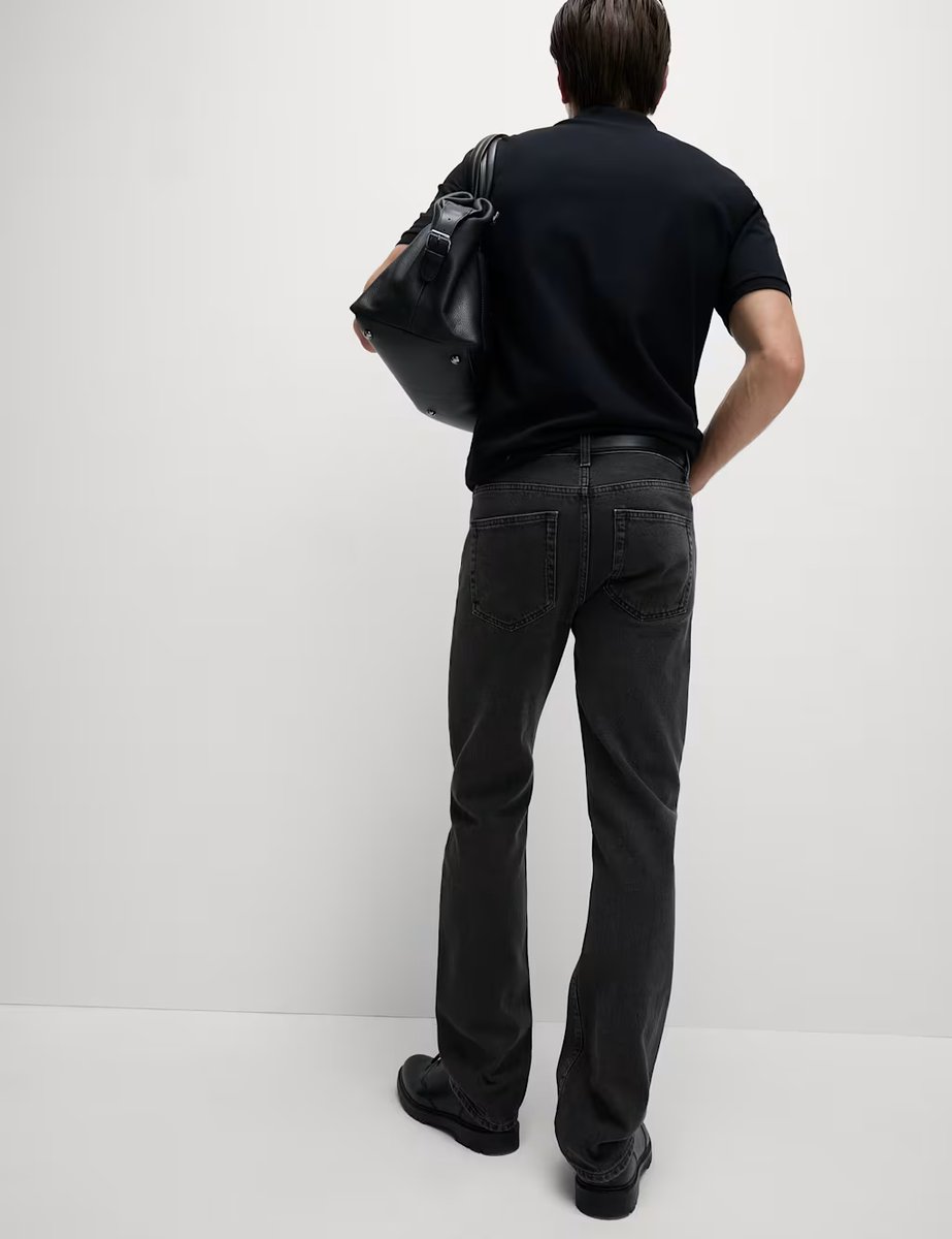 Marks & Spencer M&S Straight Fit Pure Cotton Jeans Dark Grey - 4