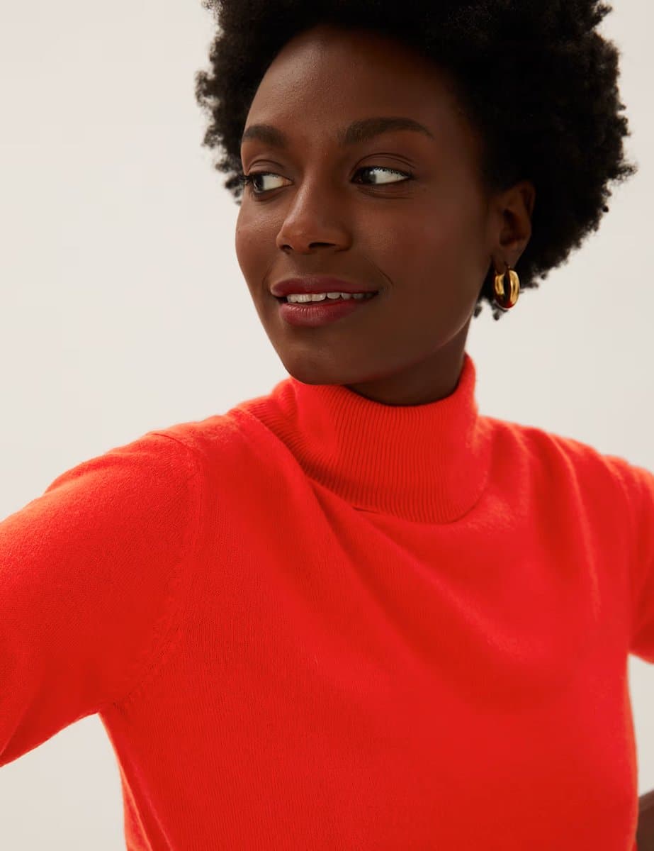 Marks & Spencer M&S Supersoft Roll Neck Jumper in Chilli