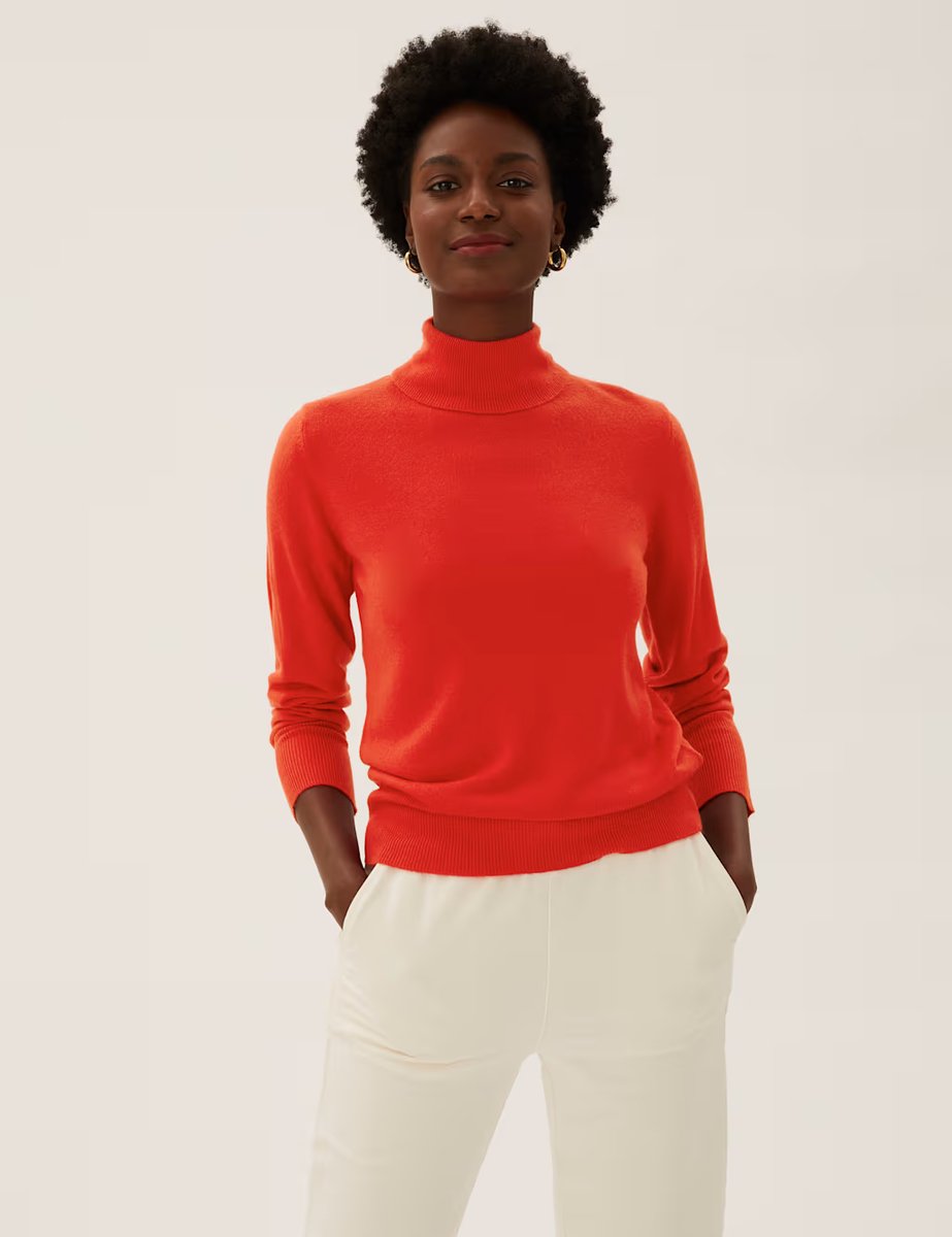Marks & Spencer M&S Supersoft Roll Neck Jumper Chilli - 2
