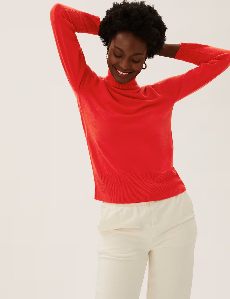 Marks & Spencer M&S Supersoft Roll Neck Jumper Chilli - 4