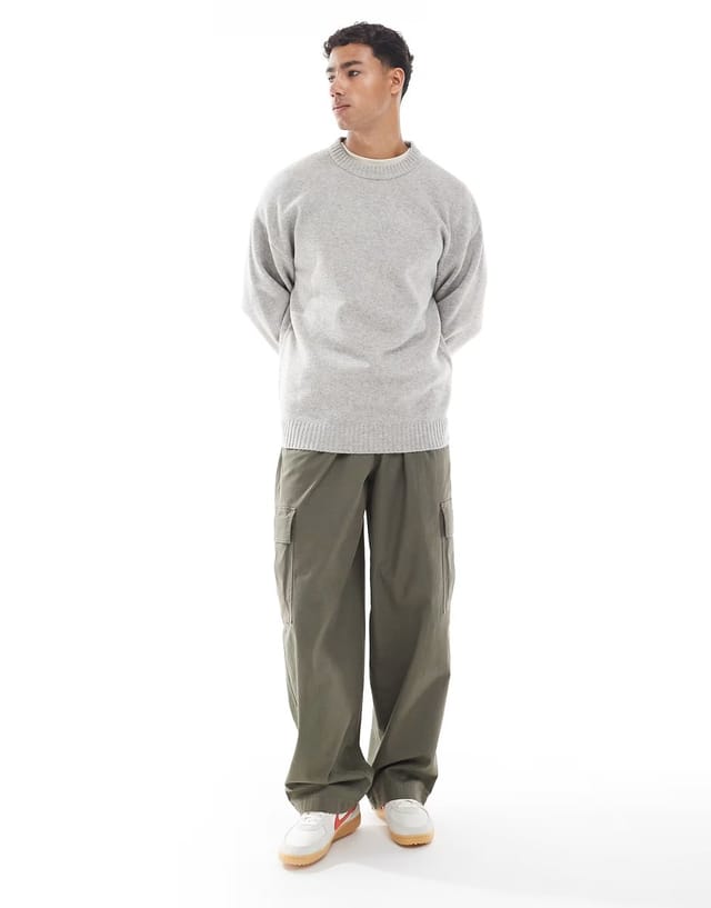 ASOS Jack & Jones oversize fluffy jumper in light grey - 2