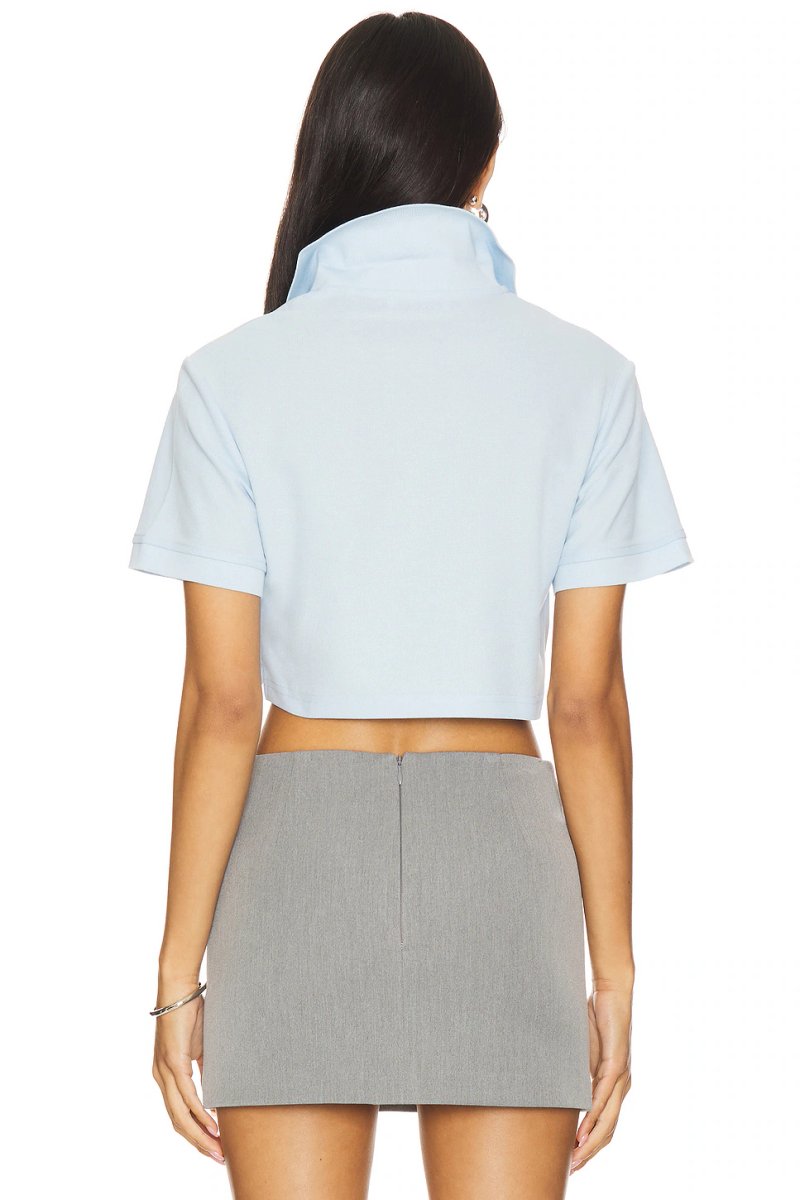 revolve Crystal Heart Cutout Cropped Polo Top - 3