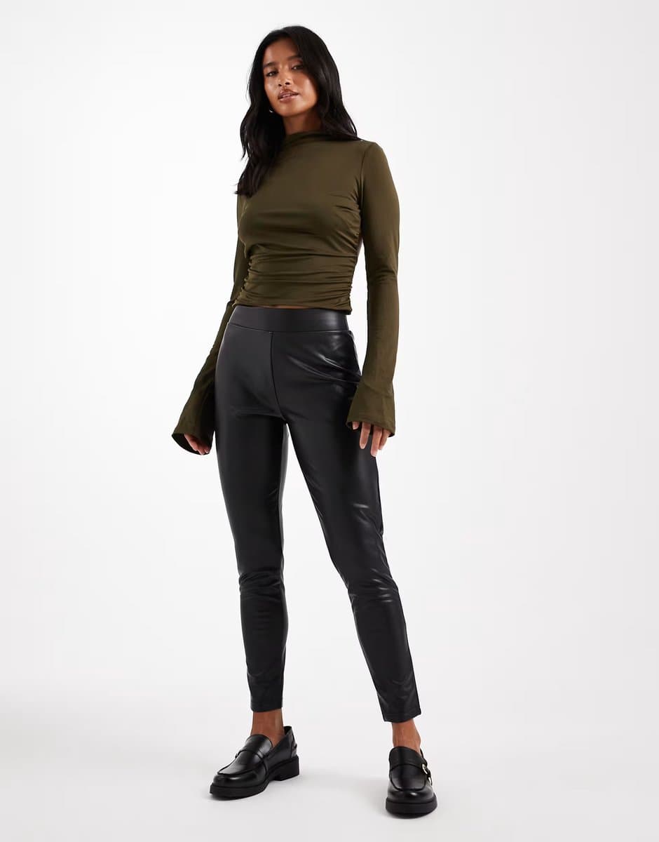 ASOS ASOS Petite Faux Leather Pull-On Legging in Black