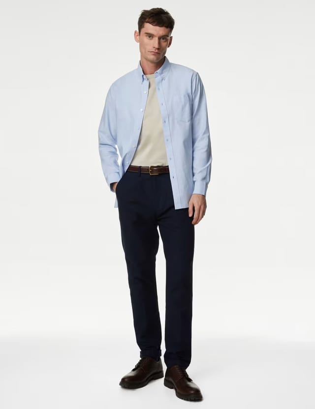 Marks & Spencer M&S Cotton Rich Oxford Shirt Chambray - 2