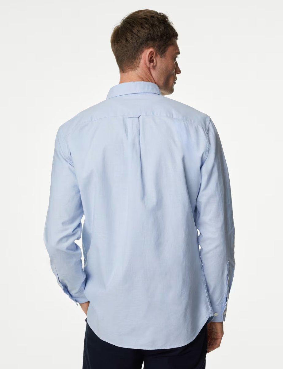 Marks & Spencer M&S Cotton Rich Oxford Shirt Chambray - 4