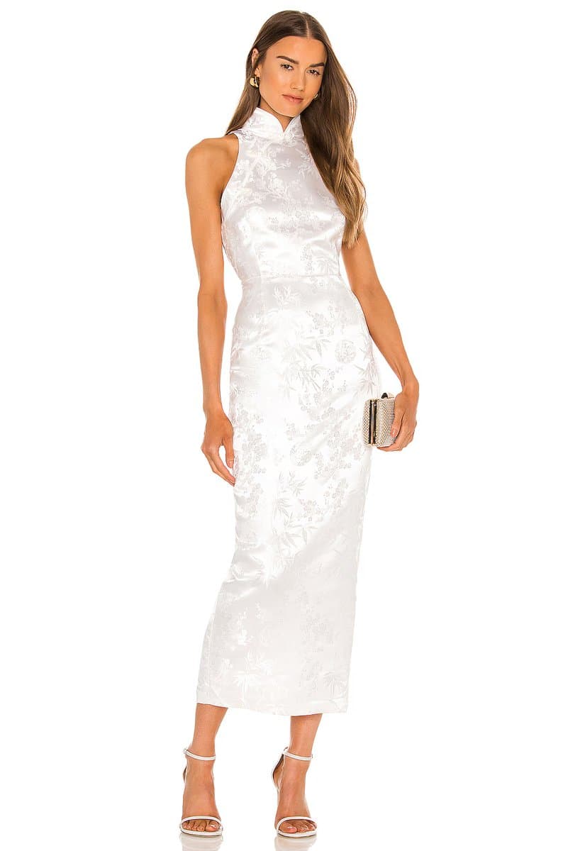 revolve Jill Chinese Jacquard Pencil Dress
