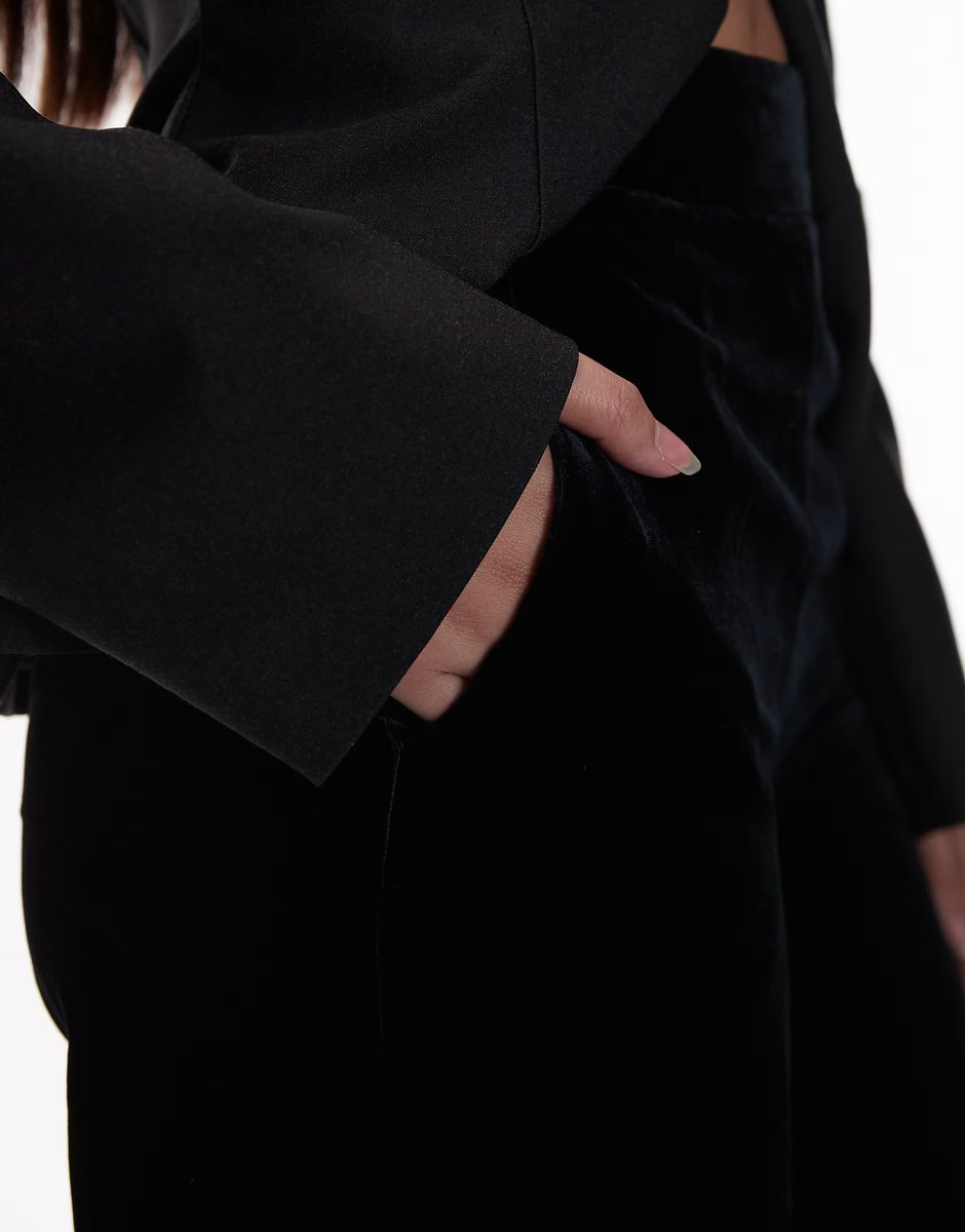 ASOS & Other Stories velvet wide leg trousers in black - 4