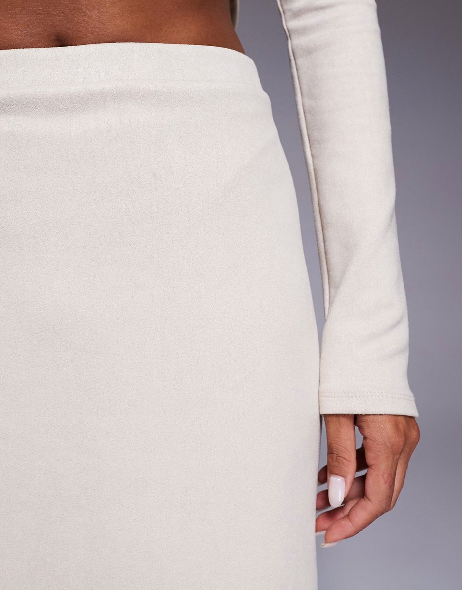 ASOS Daska faux suede maxi skirt co-ord in cream  - 3