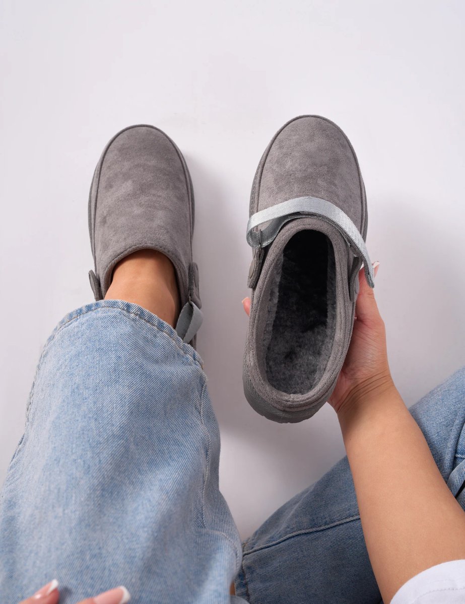 Public Desire Goldie Grey Faux Fur Lined Mules - 2