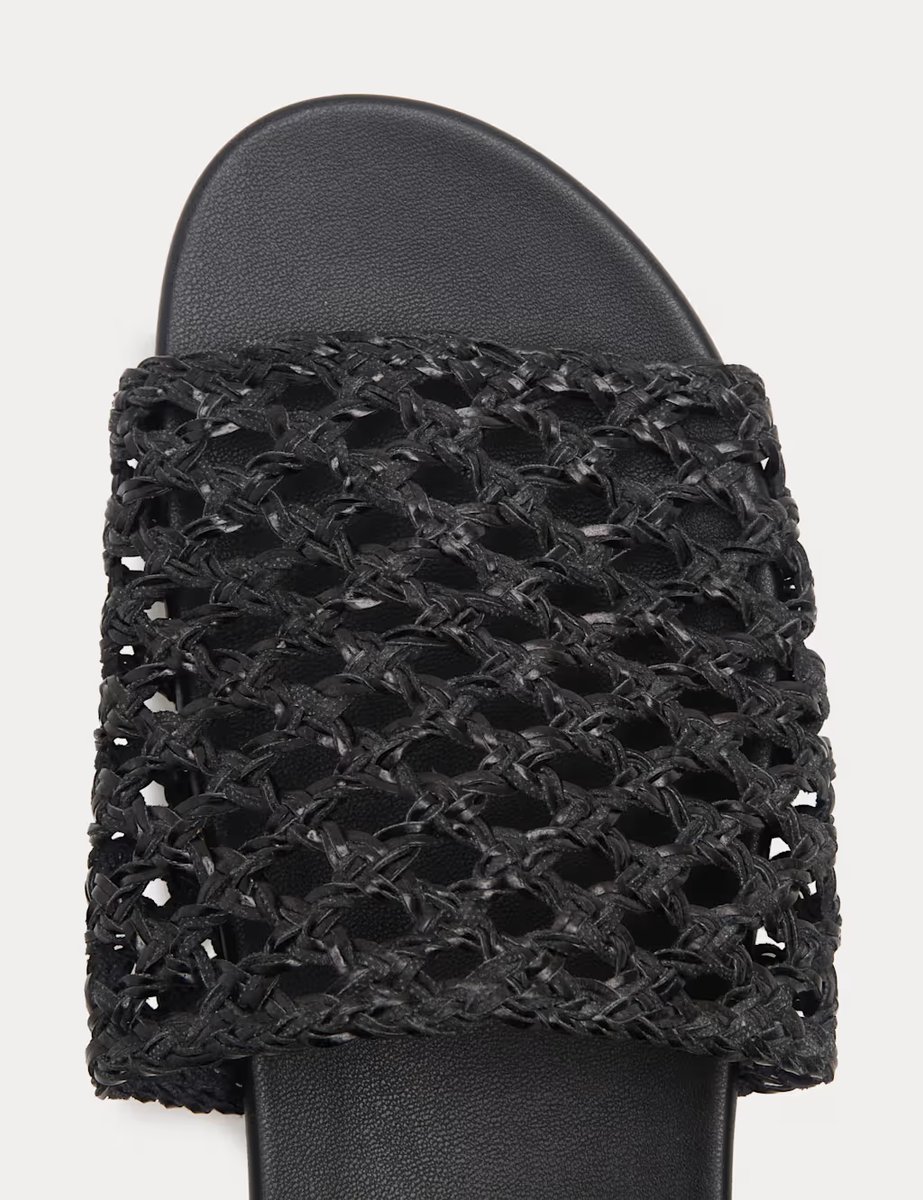 Marks & Spencer M&S Leather Woven Flat Mules Black - 2
