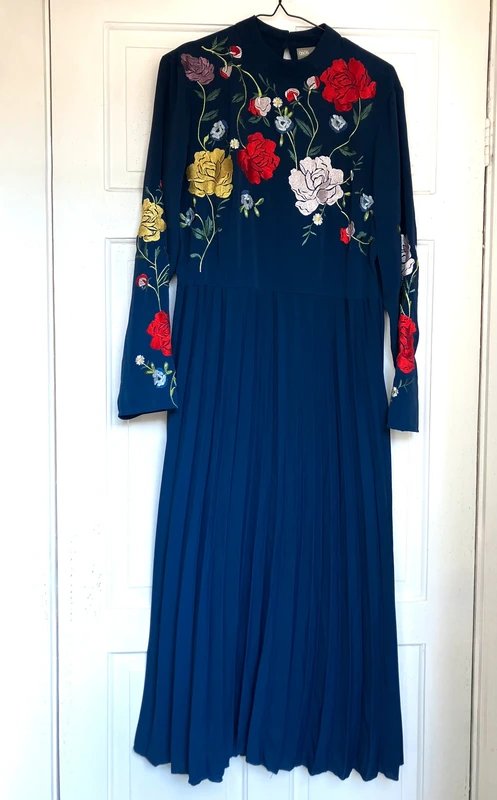 ASOS ASOS embroidered floral pleated dress size uk 14 new - 3