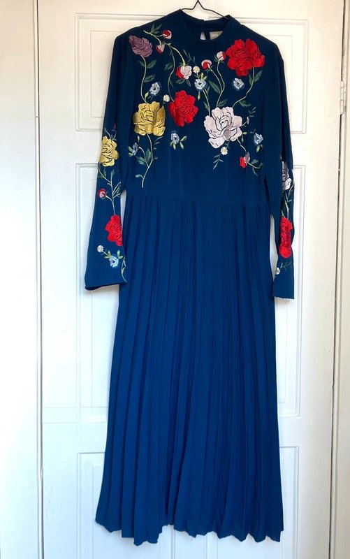 ASOS ASOS embroidered floral pleated dress size uk 14 new - 4