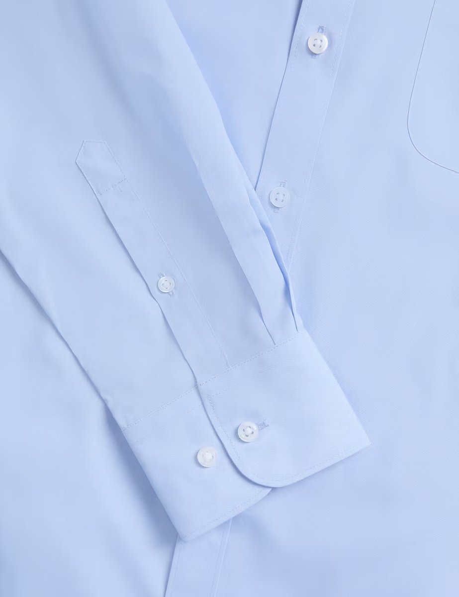 Marks & Spencer M&S 2 Pack Skinny Fit Easy Iron Cotton Blend Shirts Mid Blue - 2