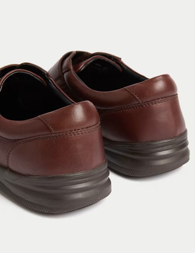 Marks & Spencer M&S Wide Fit Leather Riptape Shoes Brown - 2