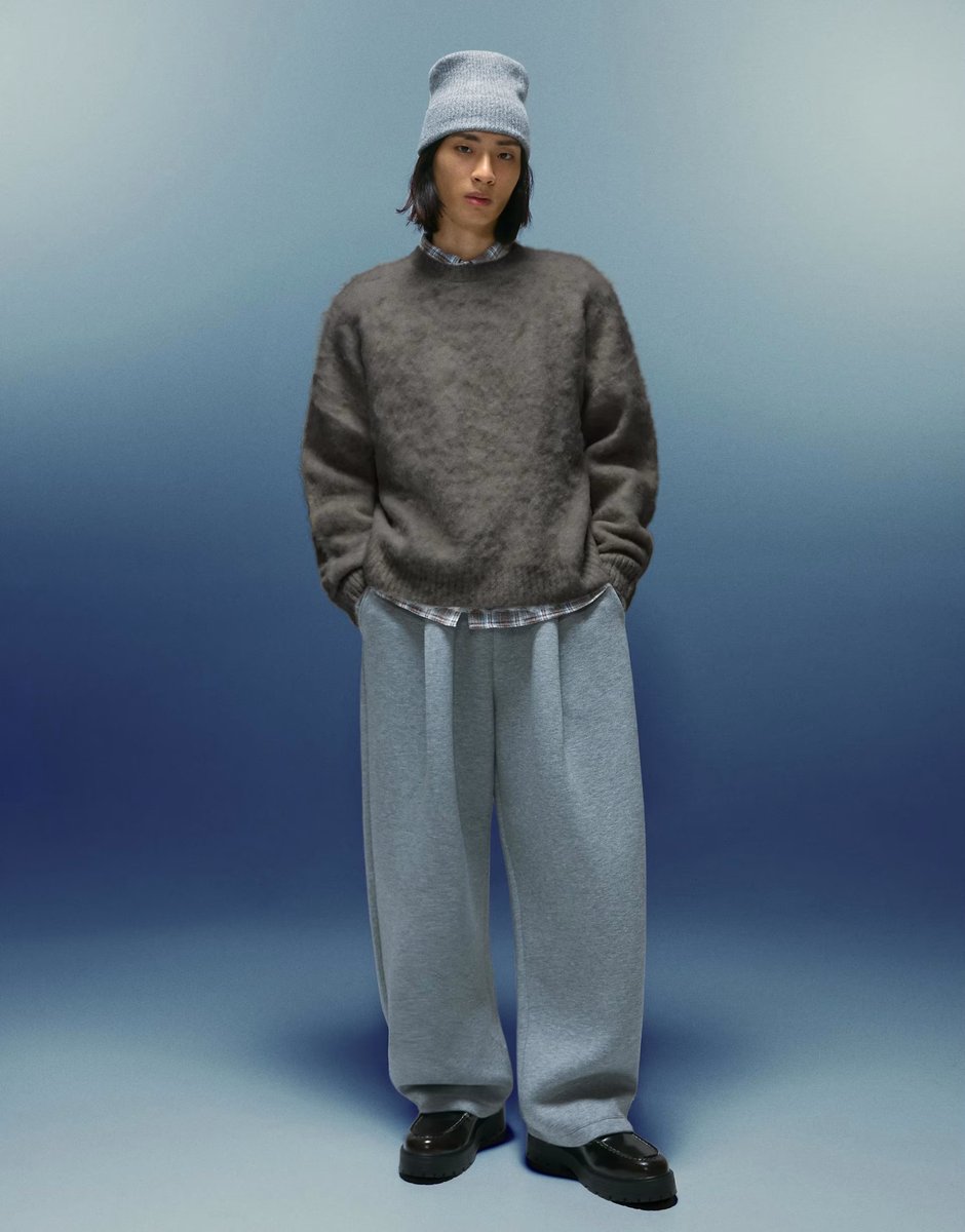 ASOS Bershka Boxy-fit faux fur sweater in grey&black - 2