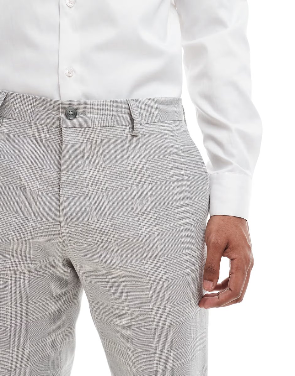 ASOS Jack & Jones Premium linen suit trousers in beige - 4