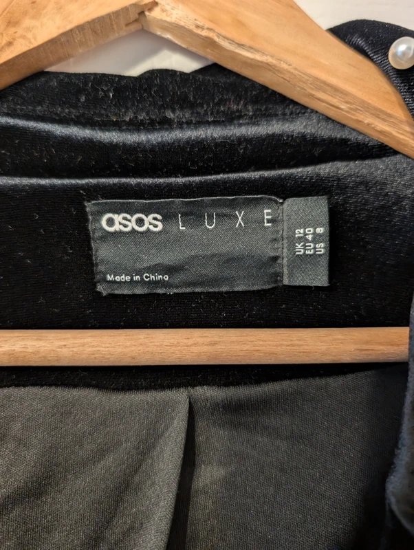 ASOS ASOS Luxe Pearl Velvet Blazer, Black - 2