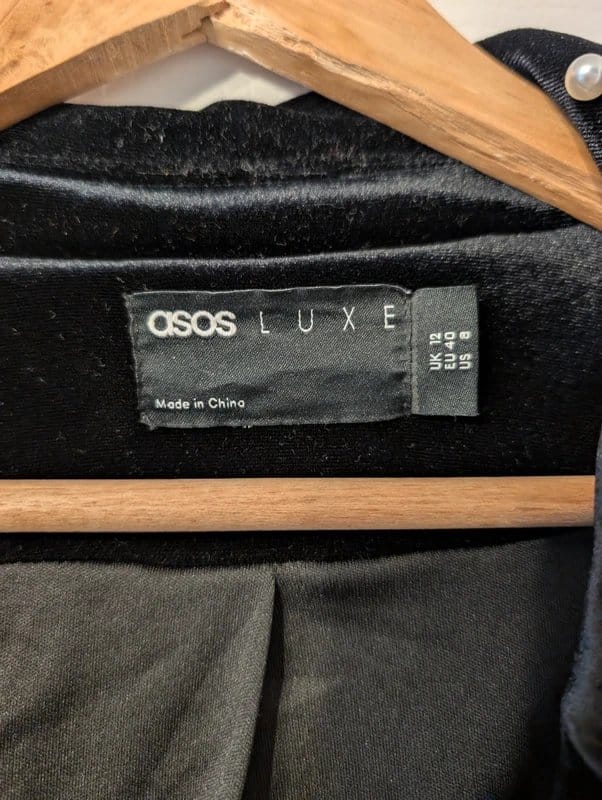 ASOS ASOS Luxe Pearl Velvet Blazer, Black - 2