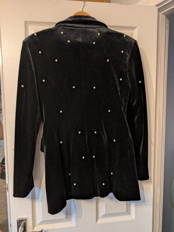 ASOS ASOS Luxe Pearl Velvet Blazer, Black - 3