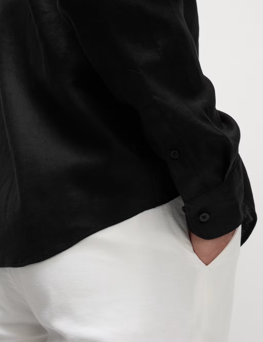 Marks & Spencer M&S Regular Fit Pure Linen Shirt Black - 3