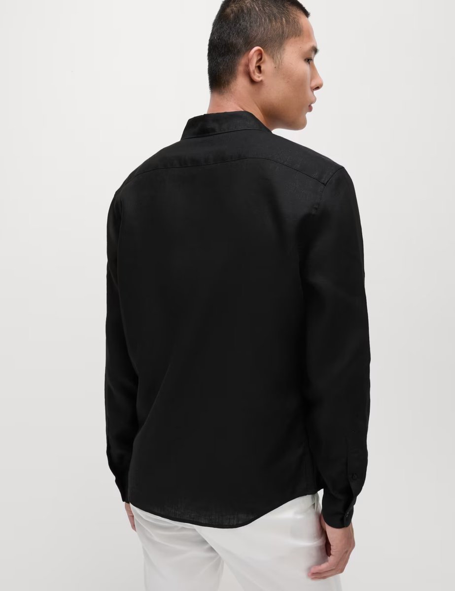 Marks & Spencer M&S Regular Fit Pure Linen Shirt Black - 4