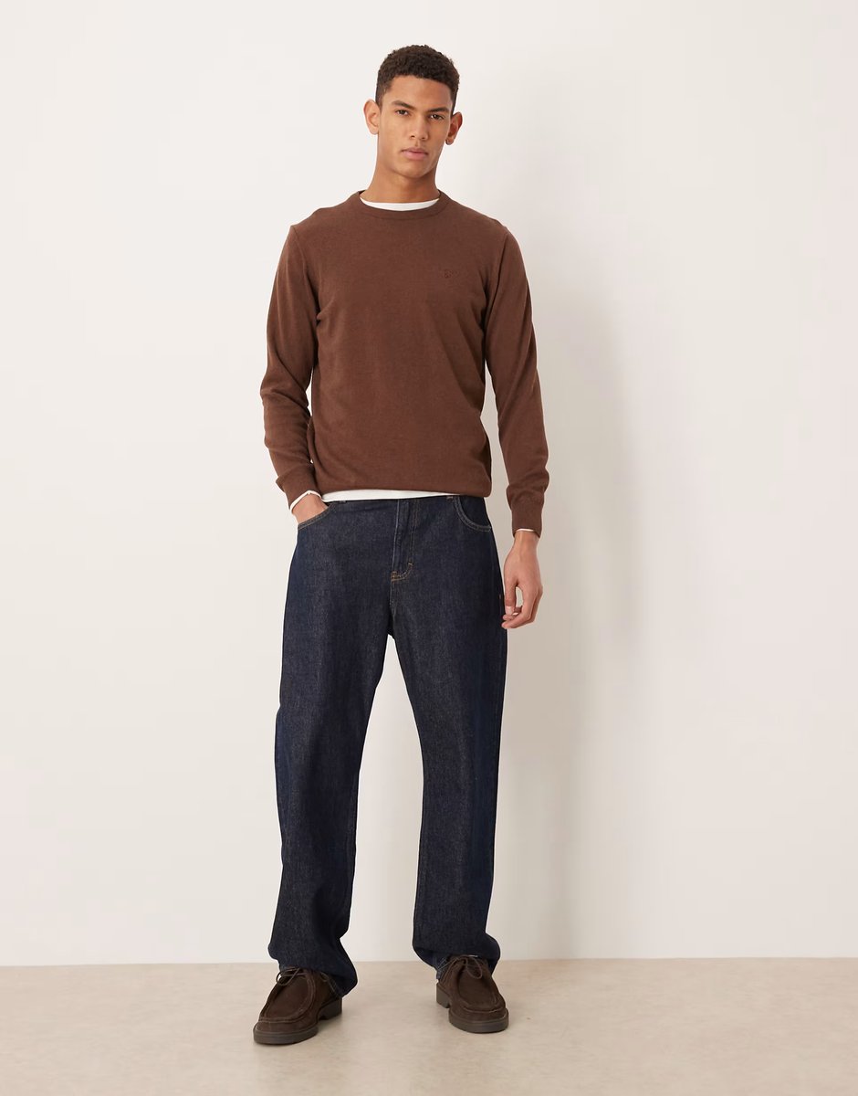 ASOS Barbour pima cotton crew neck sweater in umber - 2