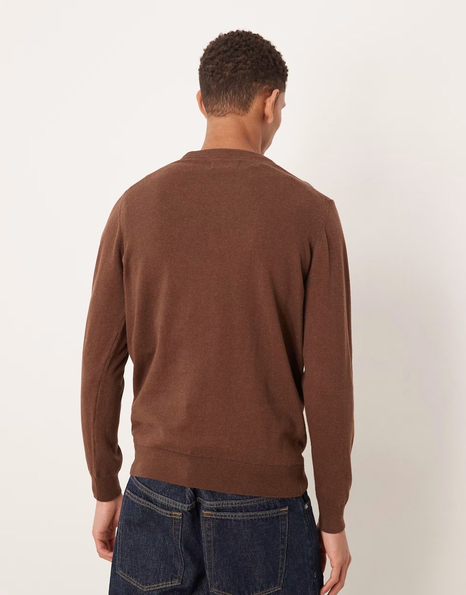 ASOS Barbour pima cotton crew neck sweater in umber - 3