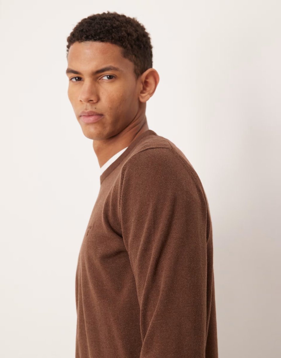 ASOS Barbour pima cotton crew neck sweater in umber - 4