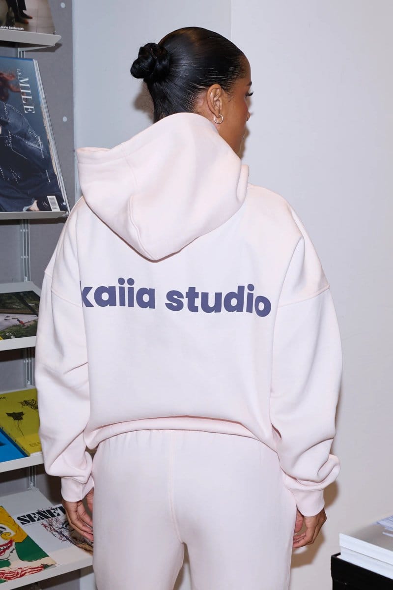 Kaiia Kaiia Star Graphic Oversized Hoodie Shell Pink & Dark Grey - 4