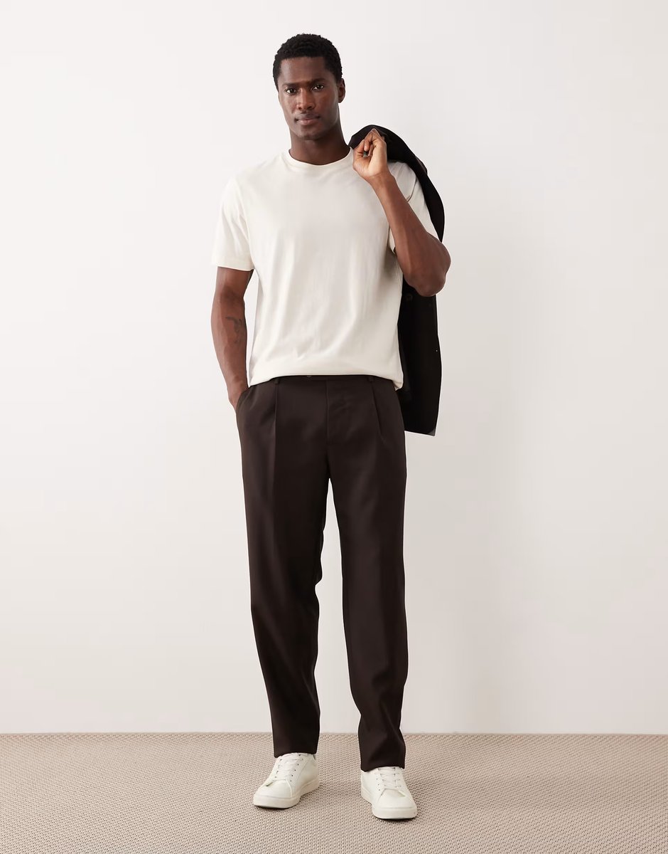 ASOS Mango Siena 100% wool double breasted suite blazer and tailored trouser co-ord in deep brown - 3