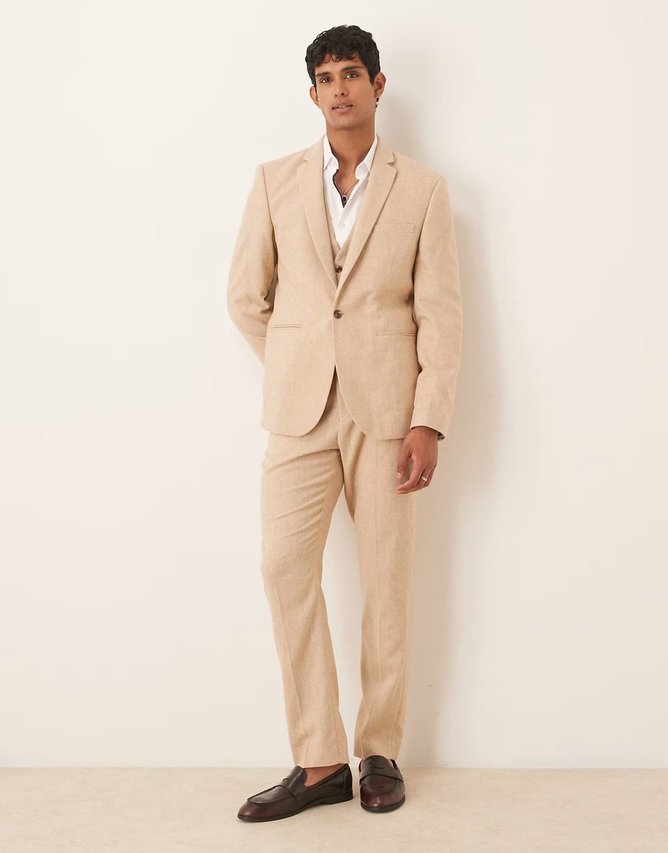 ASOS ASOS DESIGN slim wool blend suit jacket in camel - 2