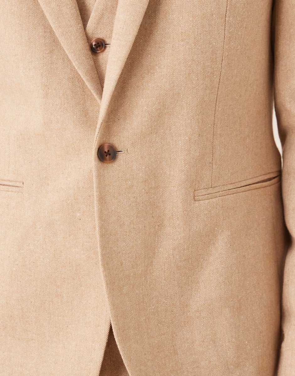 ASOS ASOS DESIGN slim wool blend suit jacket in camel - 4