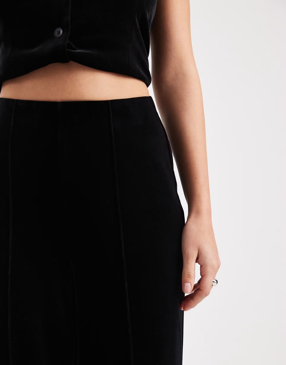 ASOS Vero Moda seam front tailored velvet trouser co-ord in black - 4