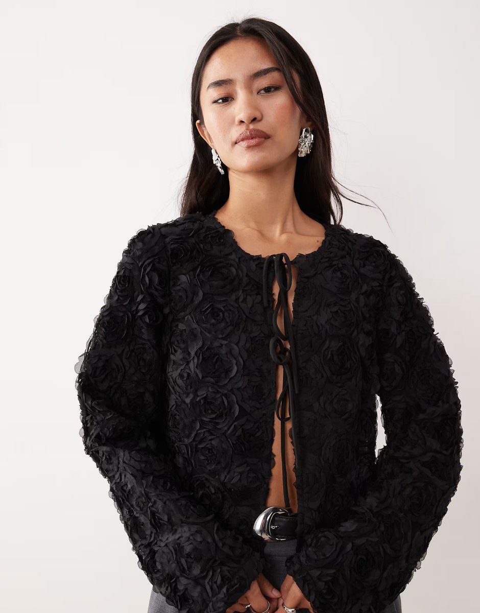ASOS Vila 3D floral blouse in black - 1