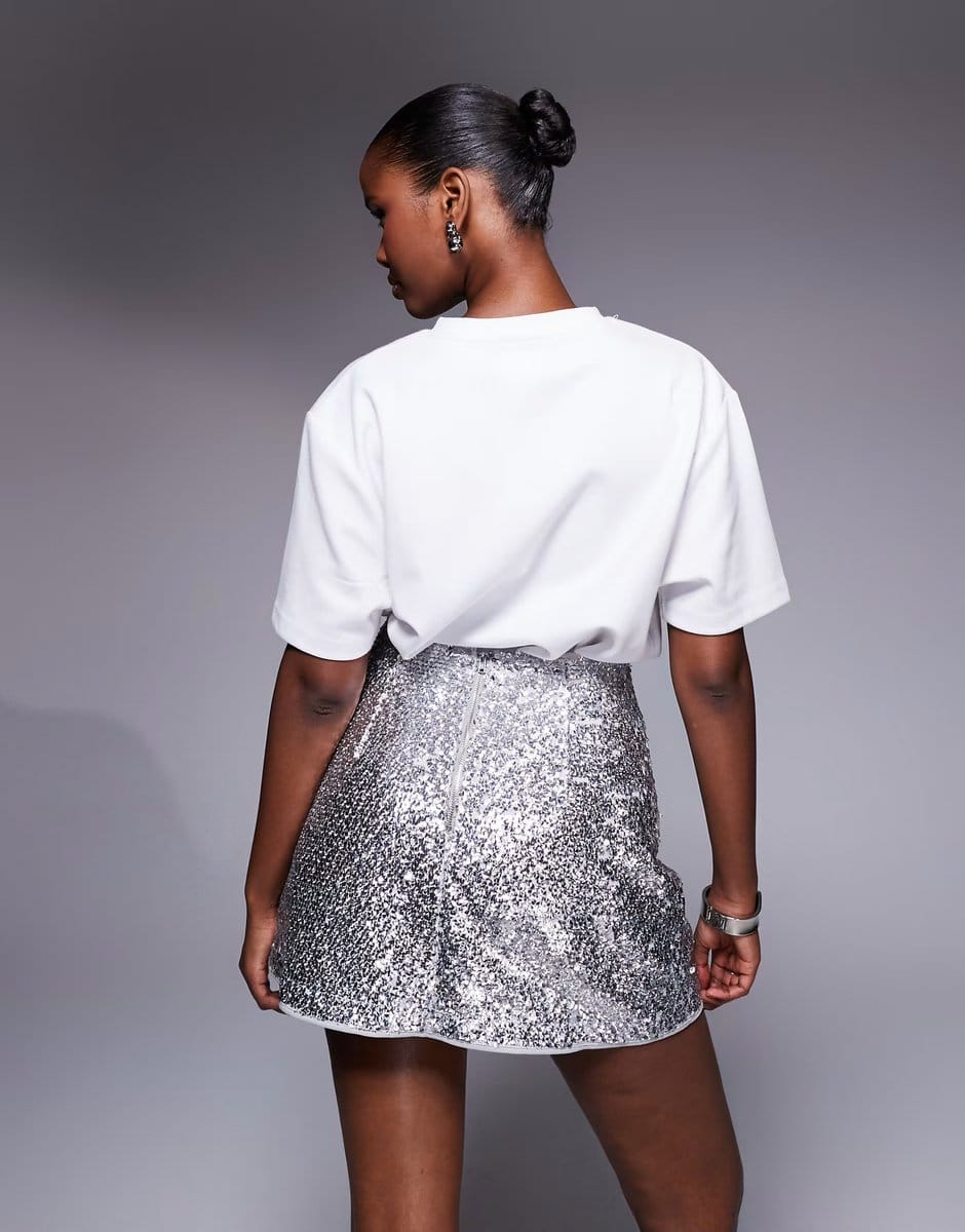 ASOS ASOS DESIGN fish scale sequin mini skirt - 4