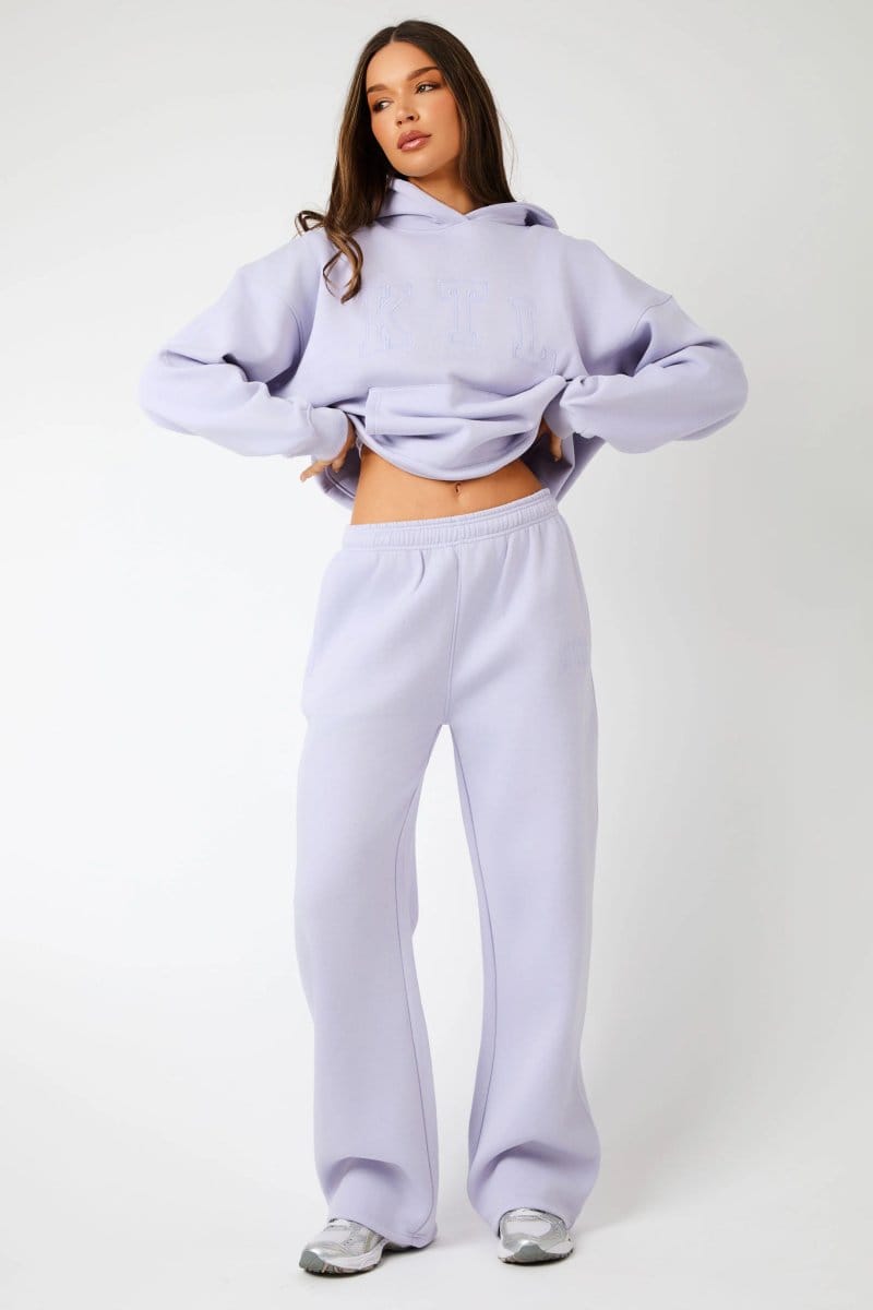 Kaiia Kaiia KTL Logo Wide Leg Joggers Iced Lilac - 1