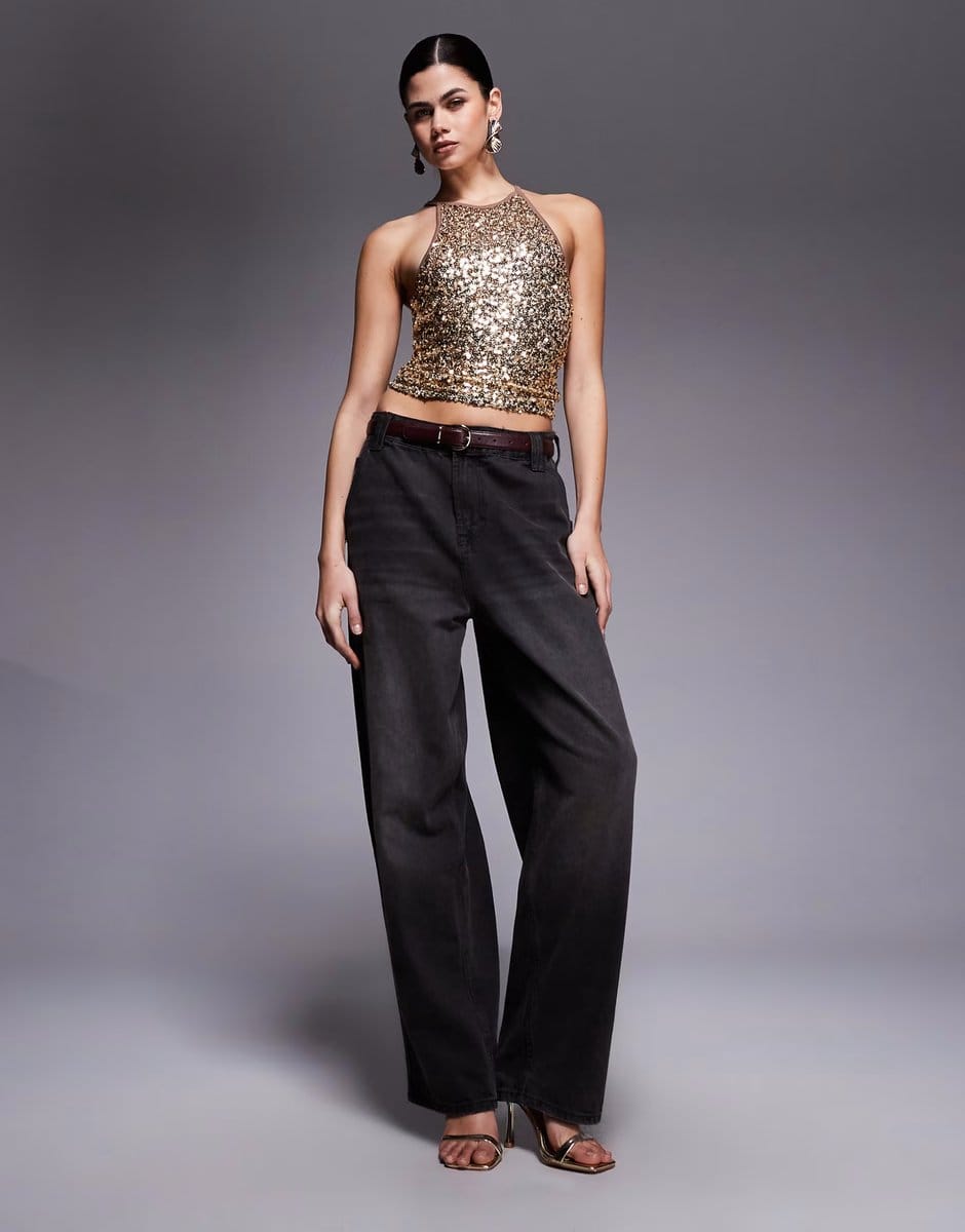 ASOS Edikted Pasha sequin tank top in gold  - 4