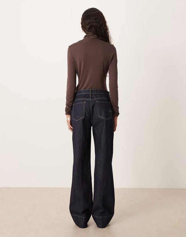 ASOS Mango Aylin pleat front jean with contrast stitch co-ord in indigo - 2