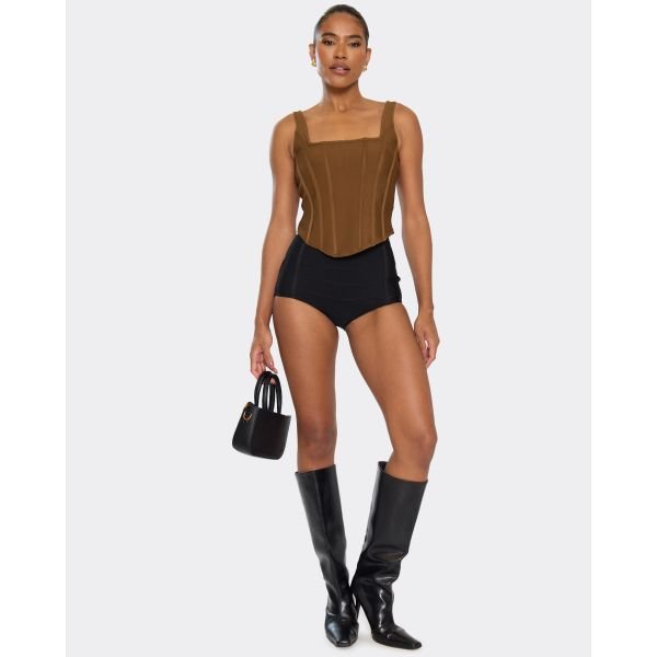 EGO Mid Rise Shorts In Black Bandage, Women's Size UK 10 - 2